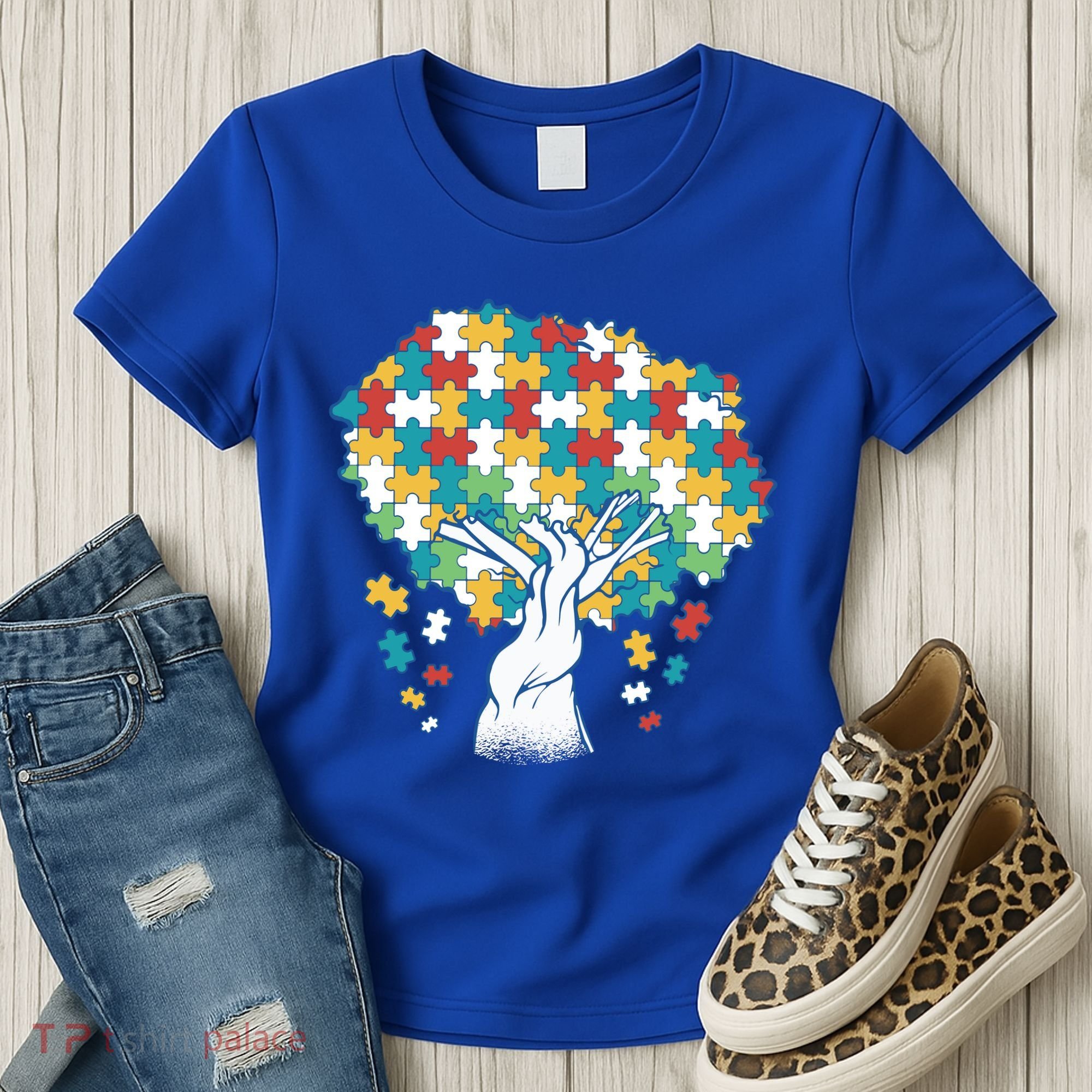 Autism Awareness Puzzle Tree Women's T-Shirt