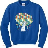 Autism Awareness Puzzle Tree Kids Sweatshirt thumb 0