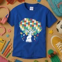 Autism Awareness Puzzle Tree Kids T-Shirt thumb 3