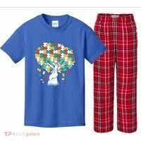 Autism Awareness Puzzle Tree Kids Plaid Pajama Set thumb 0