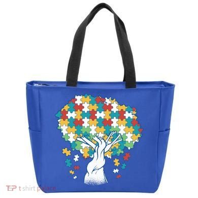 Autism Awareness Puzzle Tree Bag
