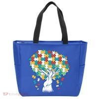 Autism Awareness Puzzle Tree Tote Bag thumb 0