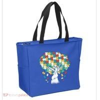 Autism Awareness Puzzle Tree Tote Bag thumb 2