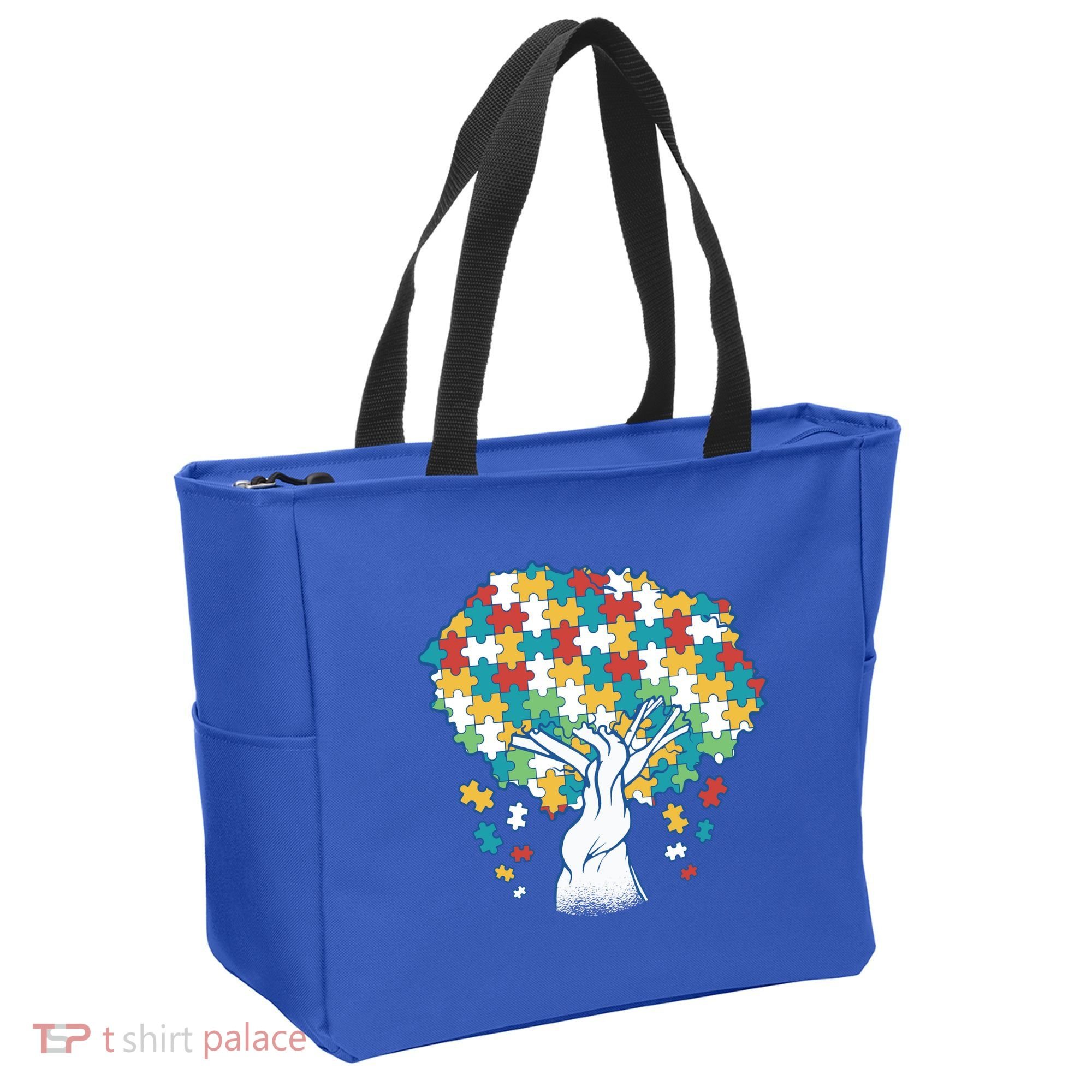 Autism Awareness Puzzle Tree Tote Bag