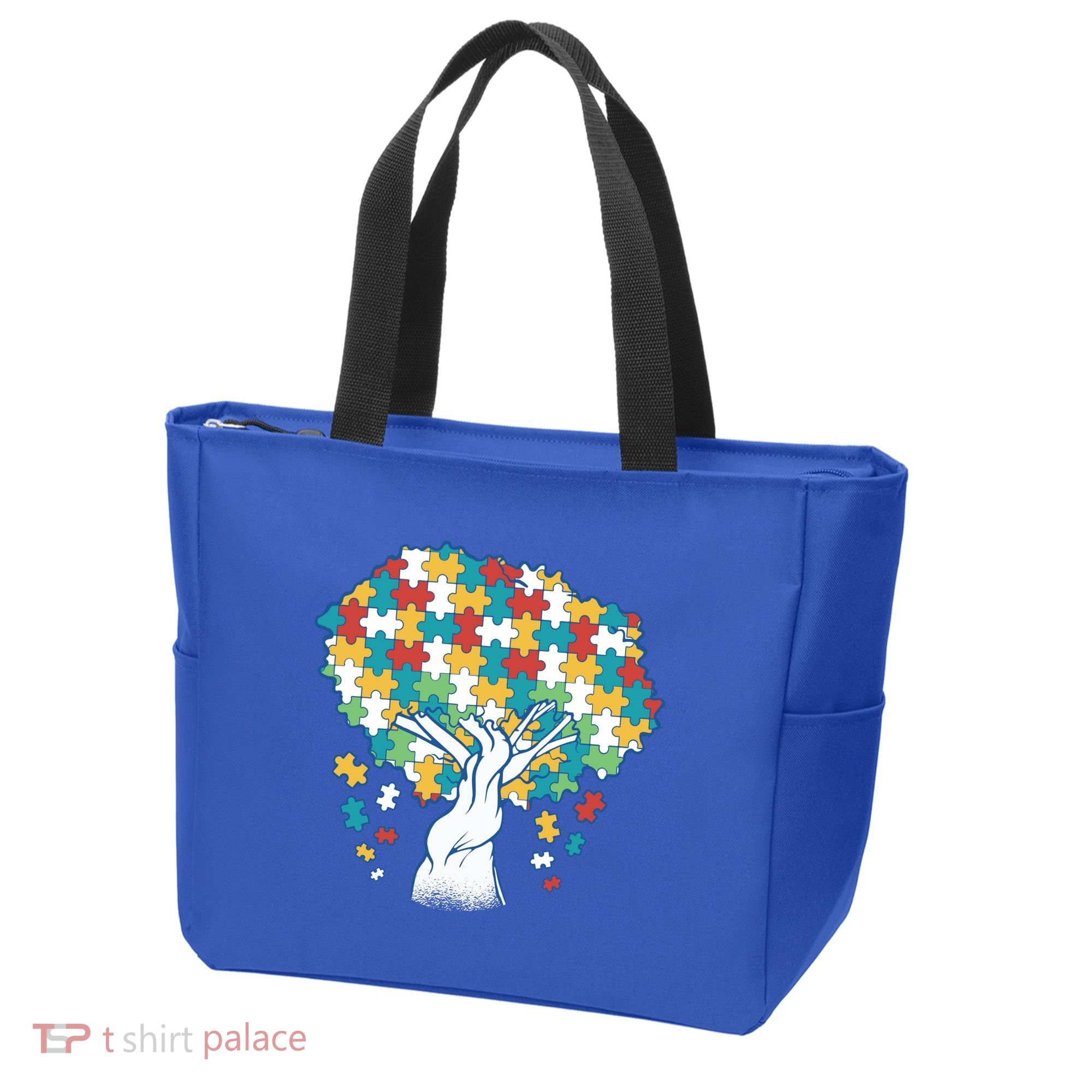 Autism Awareness Puzzle Tree Tote Bag