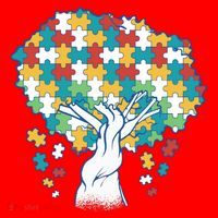 Autism Awareness Puzzle Tree Santa Hat thumb 1