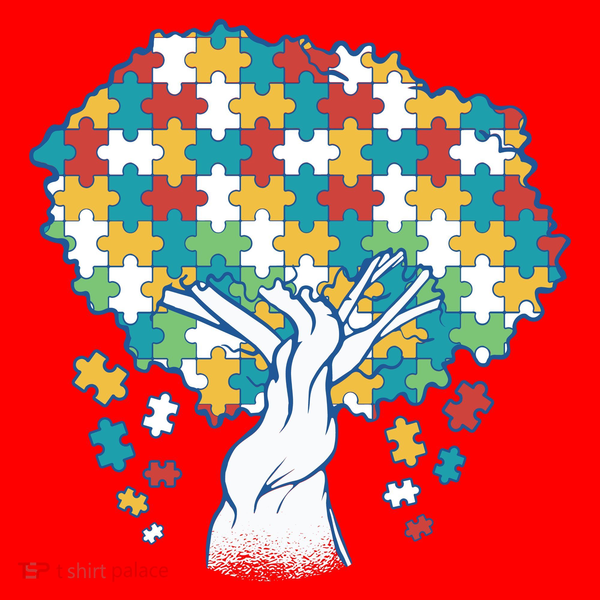Autism Awareness Puzzle Tree Santa Hat