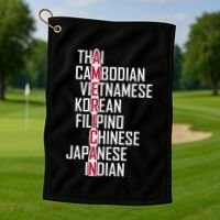 Asian American Pride Stop Asian Hate Distressed Golf Towel thumb 1