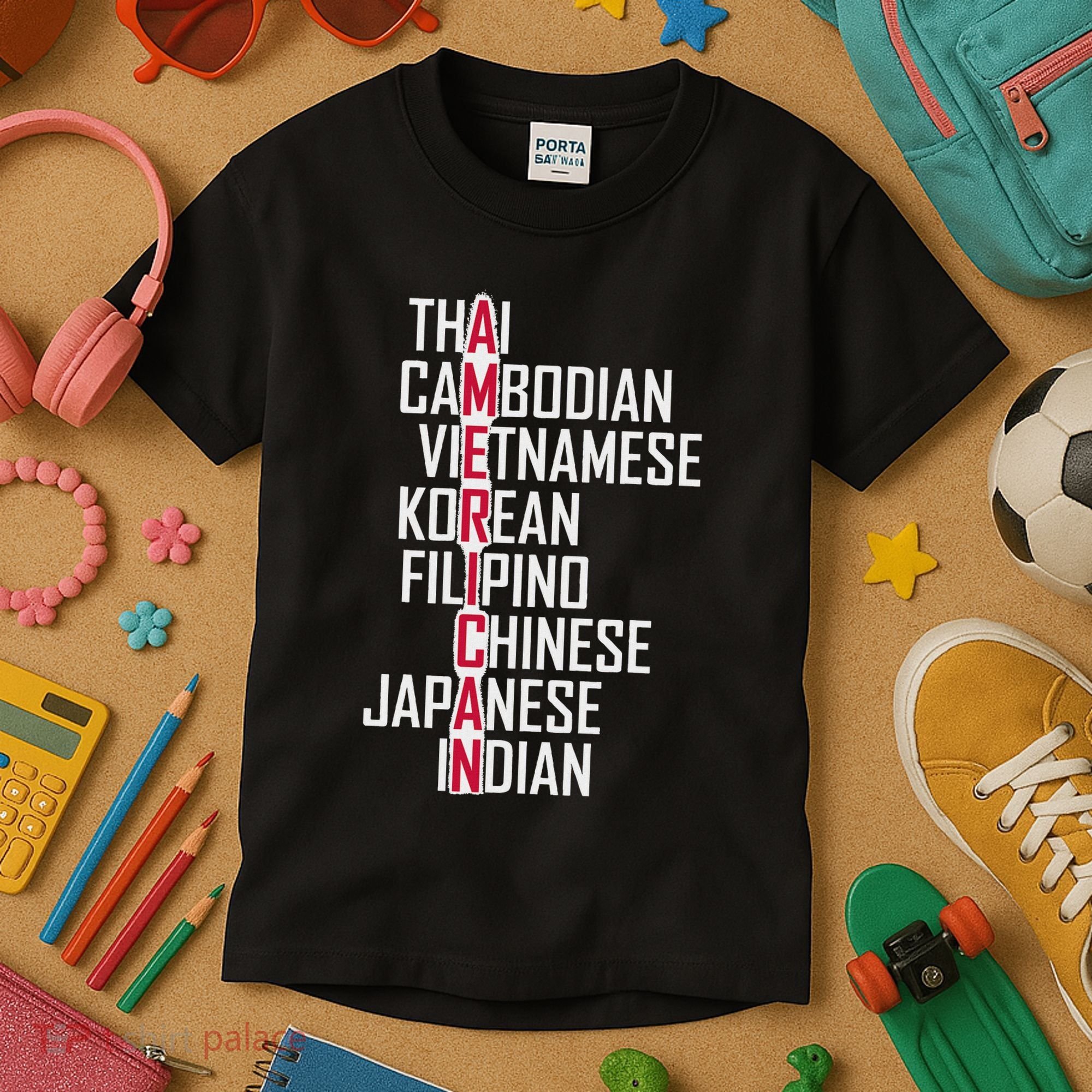 Asian American Pride Stop Asian Hate Distressed Kids T-Shirt