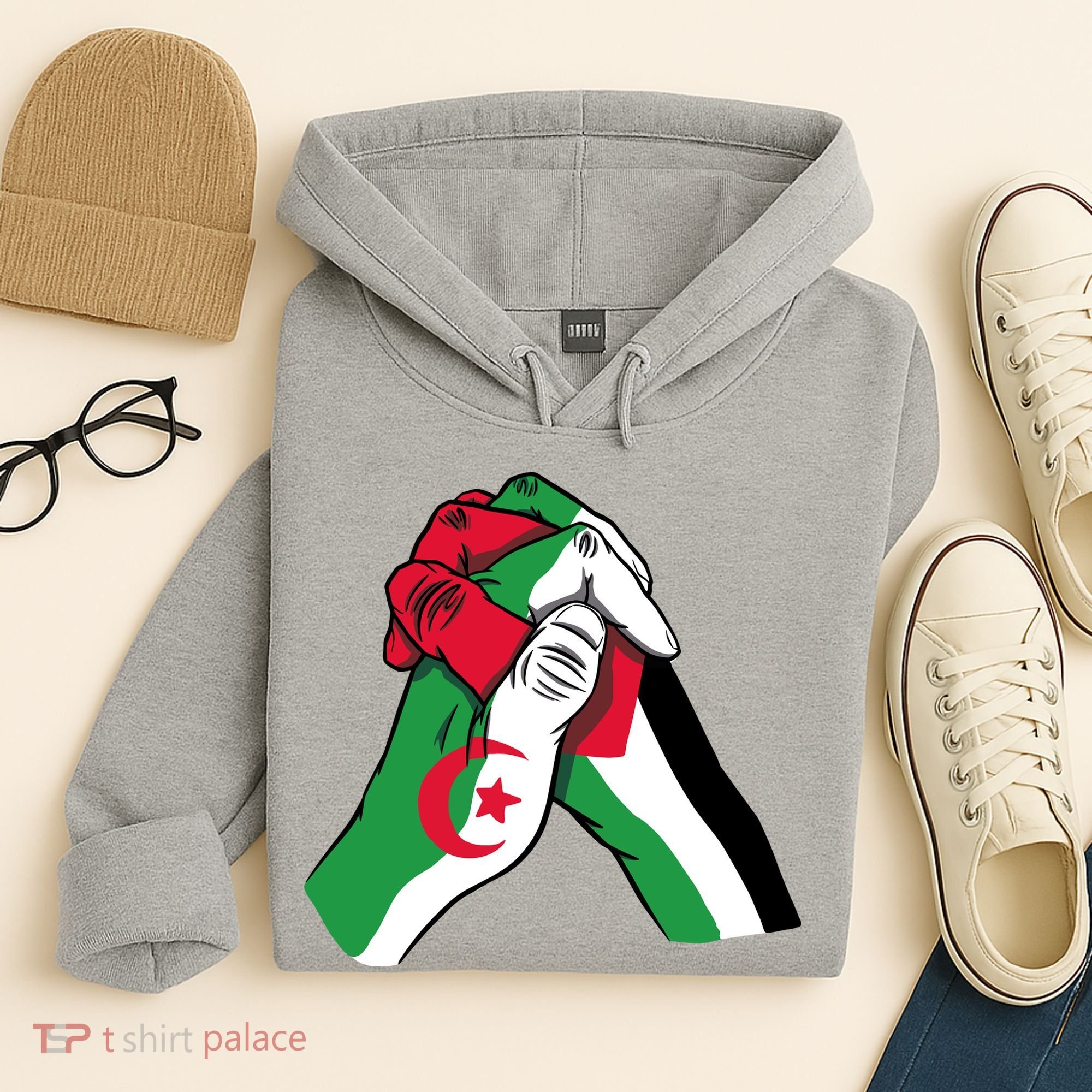 Algeria And Palestine Hands Hoodie