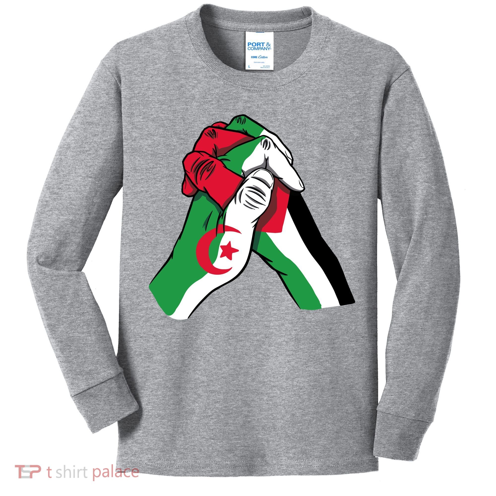 Algeria And Palestine Hands Kids Long Sleeve Shirt