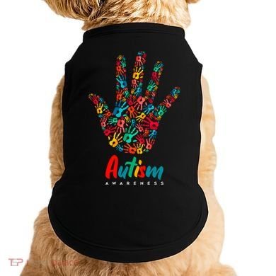 Autism Awareness Painted Hand Prints Doggie Tank