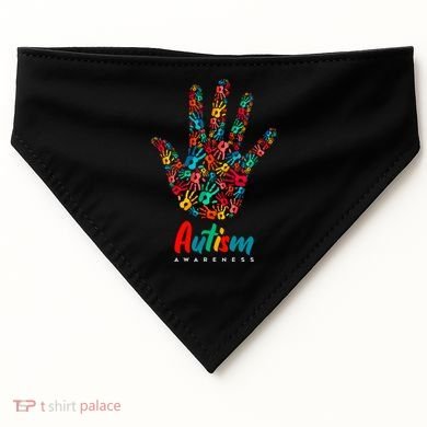 Autism Awareness Painted Hand Prints USA-Made Doggie Bandana