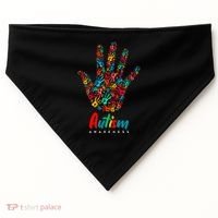 Autism Awareness Painted Hand Prints USA-Made Doggie Bandana thumb 0