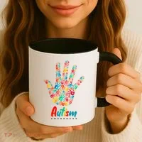 Autism Awareness Painted Hand Prints Coffee Mug thumb 3