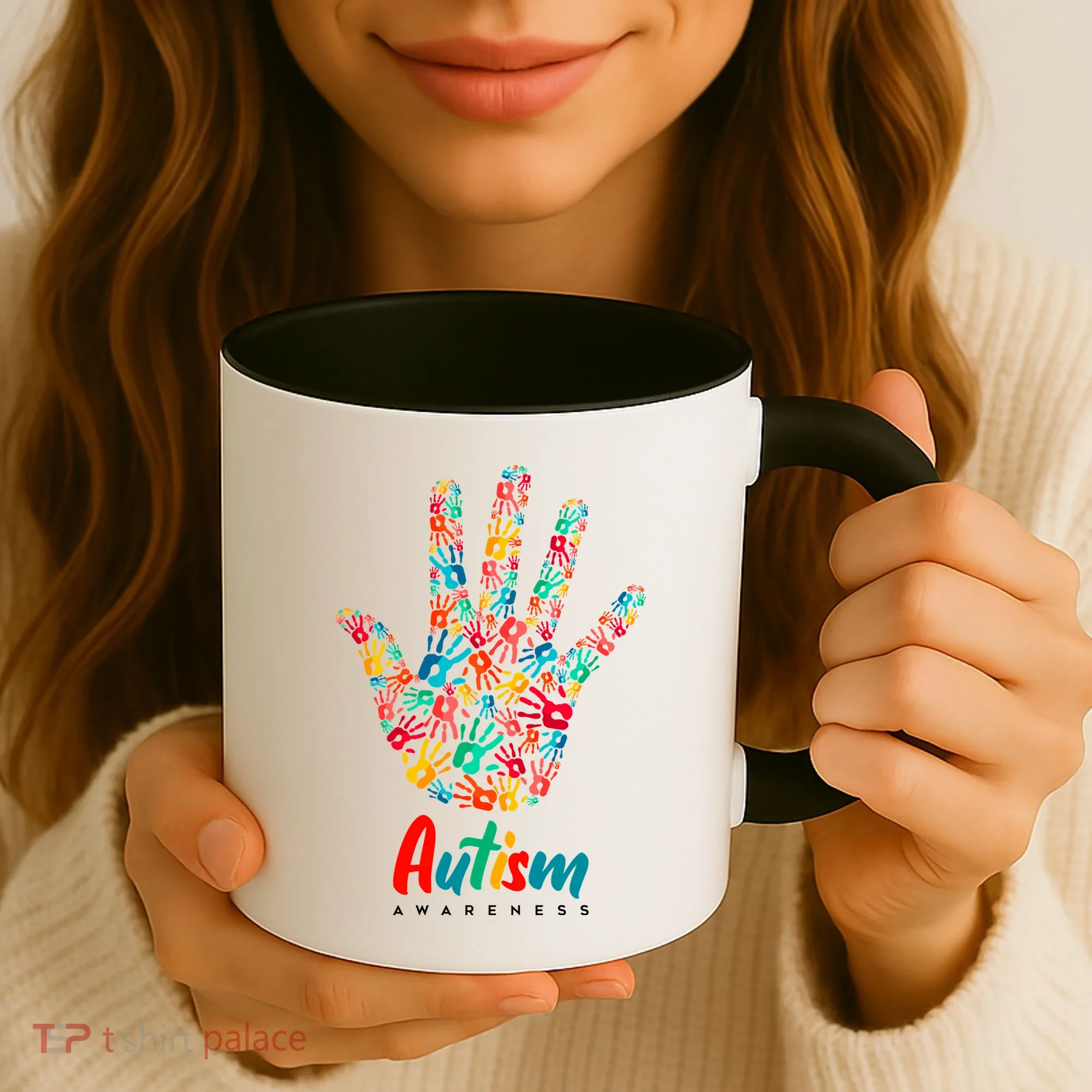 Autism Awareness Painted Hand Prints Coffee Mug