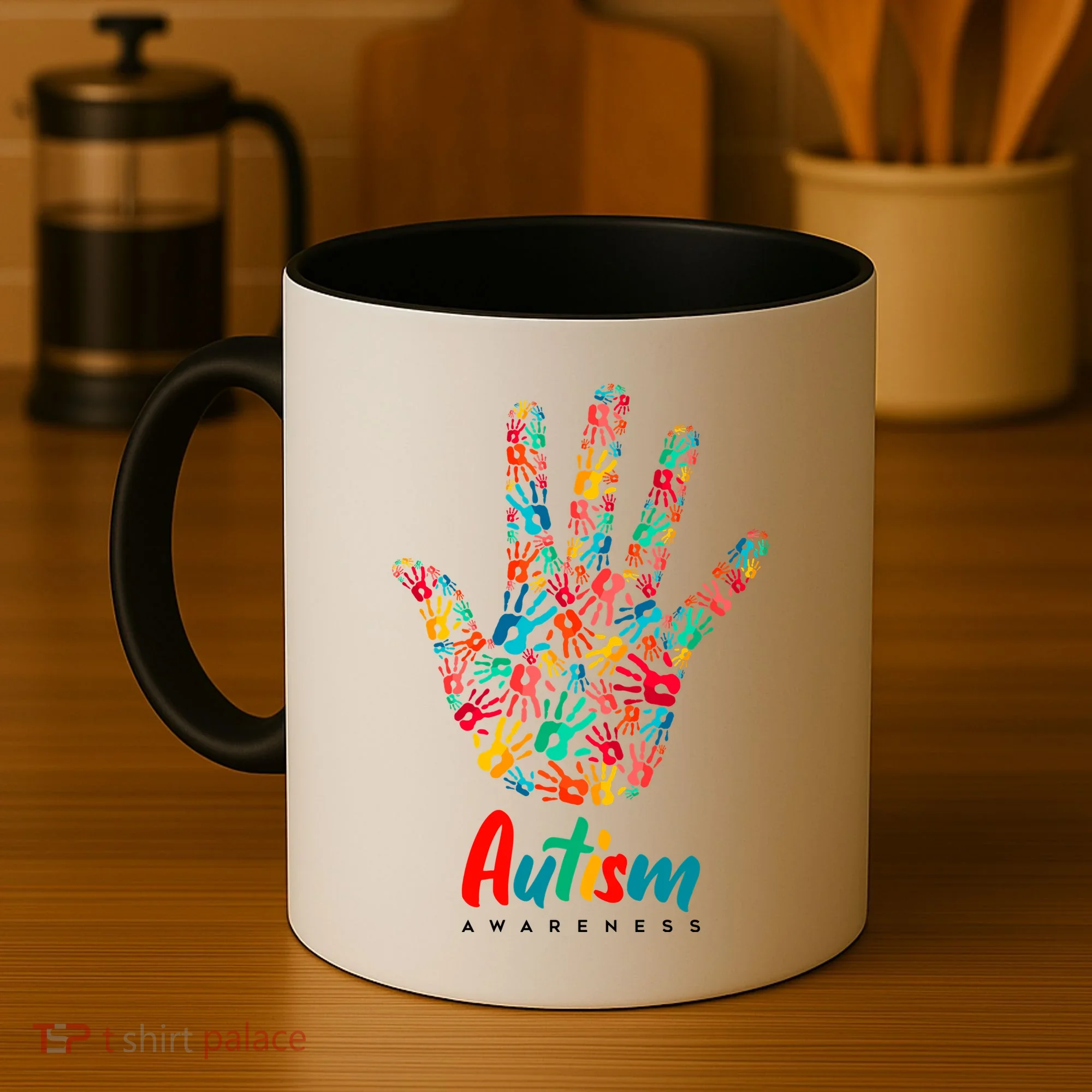 Autism Awareness Painted Hand Prints Coffee Mug