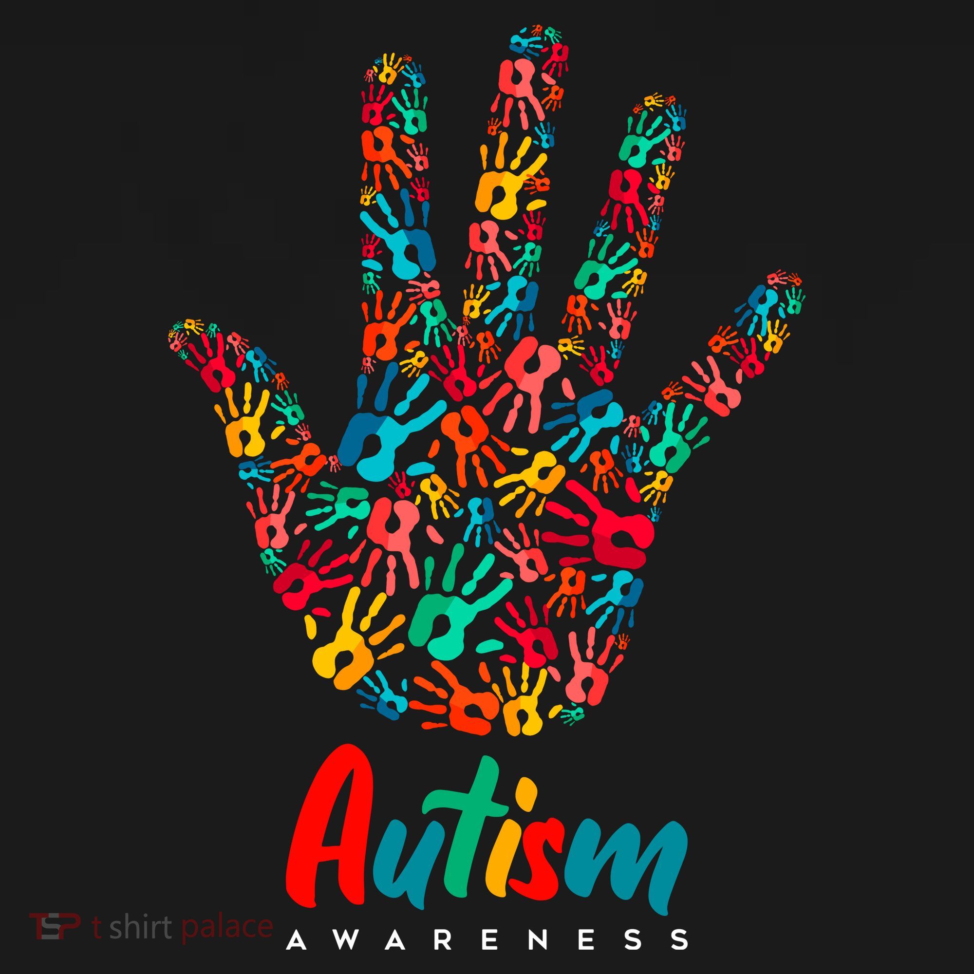 Autism Awareness Painted Hand Prints Polo