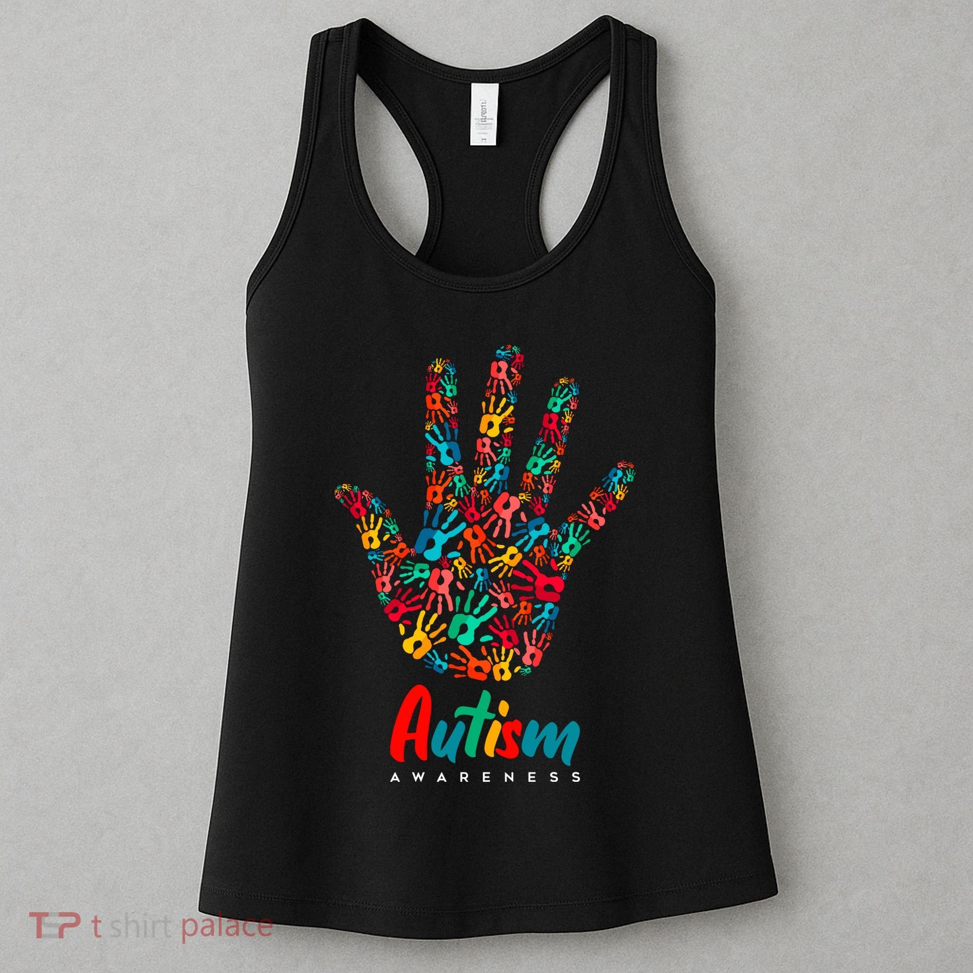Autism Awareness Painted Hand Prints Women's Tank Top