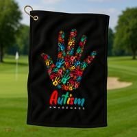 Autism Awareness Painted Hand Prints Golf Towel thumb 1