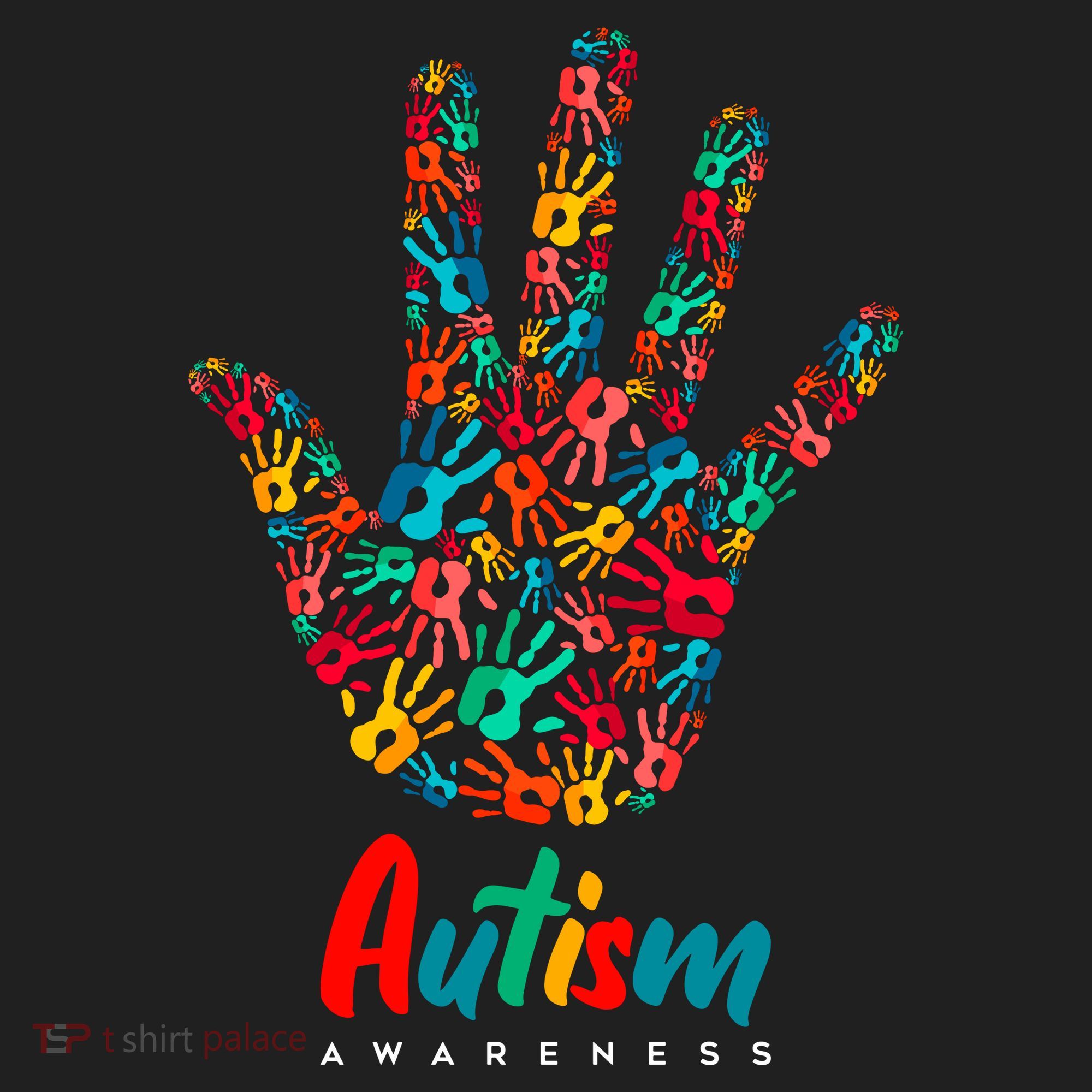 Autism Awareness Painted Hand Prints Golf Towel