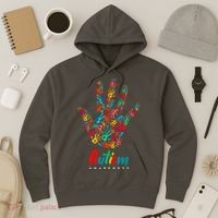 Autism Awareness Painted Hand Prints Hoodie thumb 3