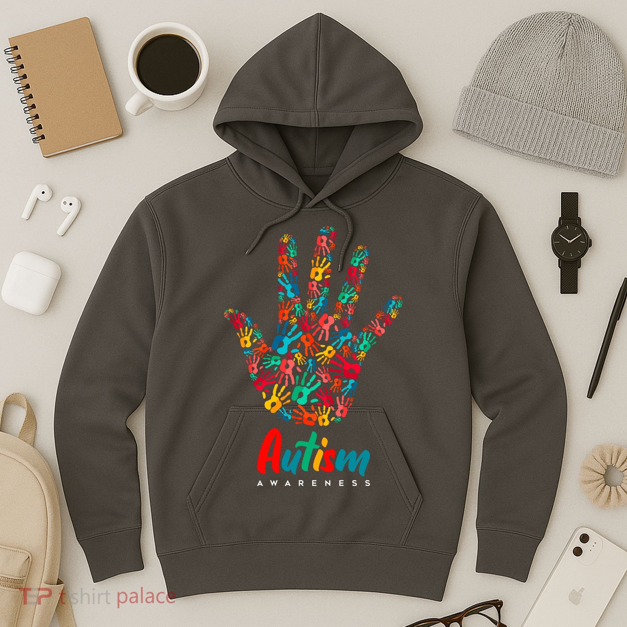 Autism Awareness Painted Hand Prints Hoodie