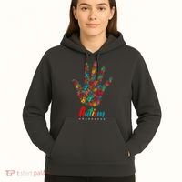 Autism Awareness Painted Hand Prints Hoodie thumb 5