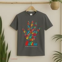 Autism Awareness Painted Hand Prints T-Shirt thumb 2