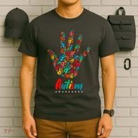 Autism Awareness Painted Hand Prints T-Shirt thumb 6
