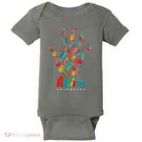 Autism Awareness Painted Hand Prints Baby Bodysuit thumb 0