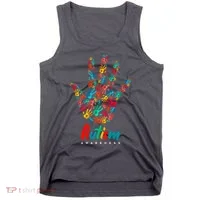 Autism Awareness Painted Hand Prints Tank Top thumb 0