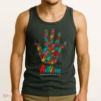 Autism Awareness Painted Hand Prints Tank Top thumb 3