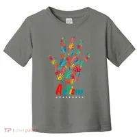 Autism Awareness Painted Hand Prints Toddler T-Shirt thumb 0