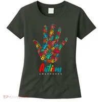Autism Awareness Painted Hand Prints Women's T-Shirt thumb 0