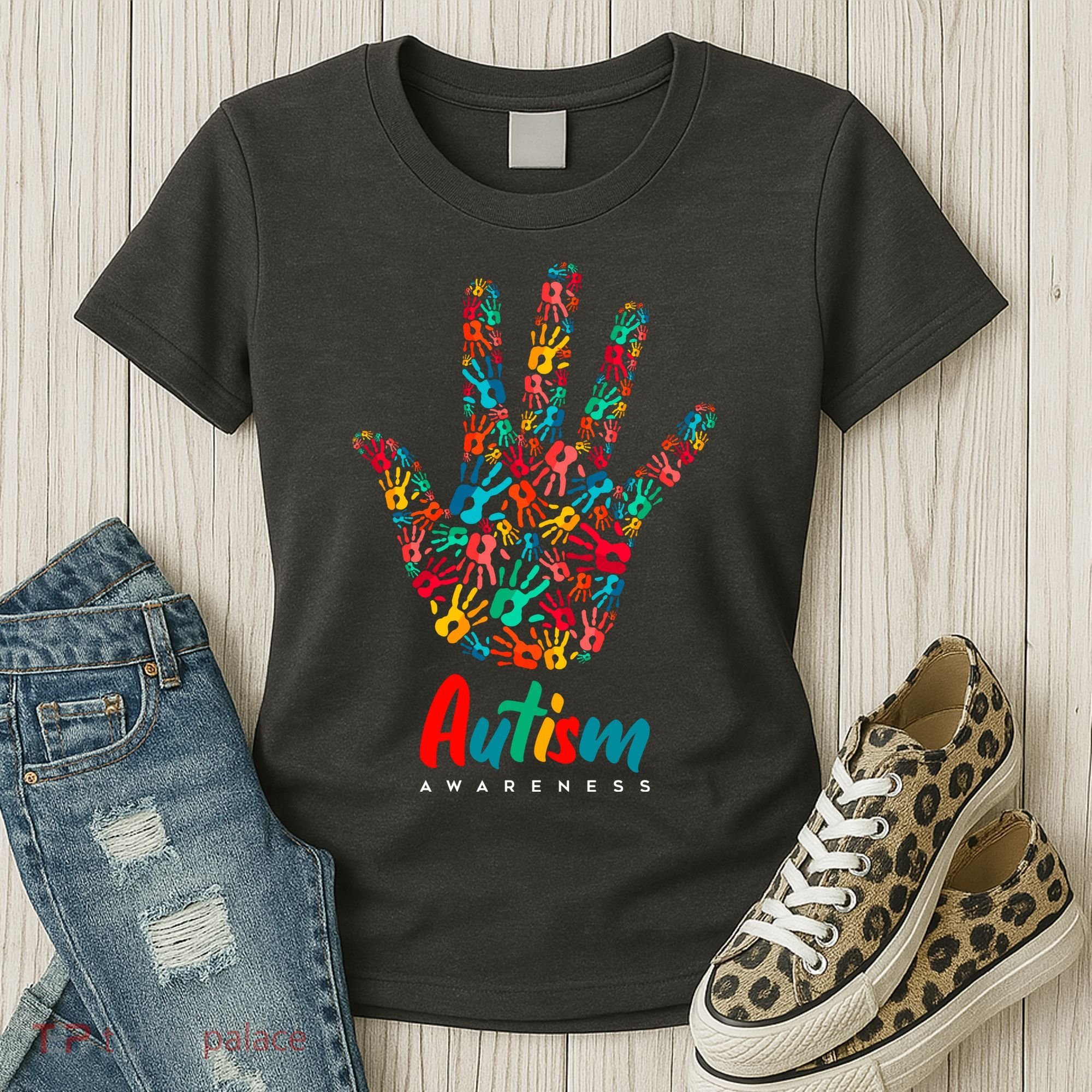 Autism Awareness Painted Hand Prints Women's T-Shirt