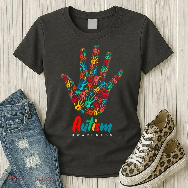 Autism Awareness Painted Hand Prints Women's T-Shirt
