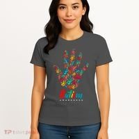 Autism Awareness Painted Hand Prints Women's T-Shirt thumb 4