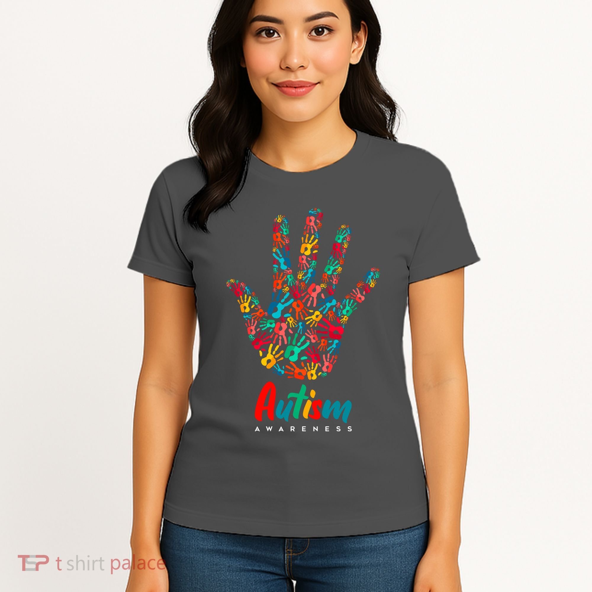 Autism Awareness Painted Hand Prints Women's T-Shirt