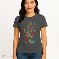Autism Awareness Painted Hand Prints Women's T-Shirt thumb 4