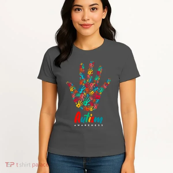 Autism Awareness Painted Hand Prints Women's T-Shirt