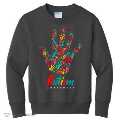 Autism Awareness Painted Hand Prints Kids Sweatshirt