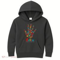 Autism Awareness Painted Hand Prints Kids Hoodie thumb 0