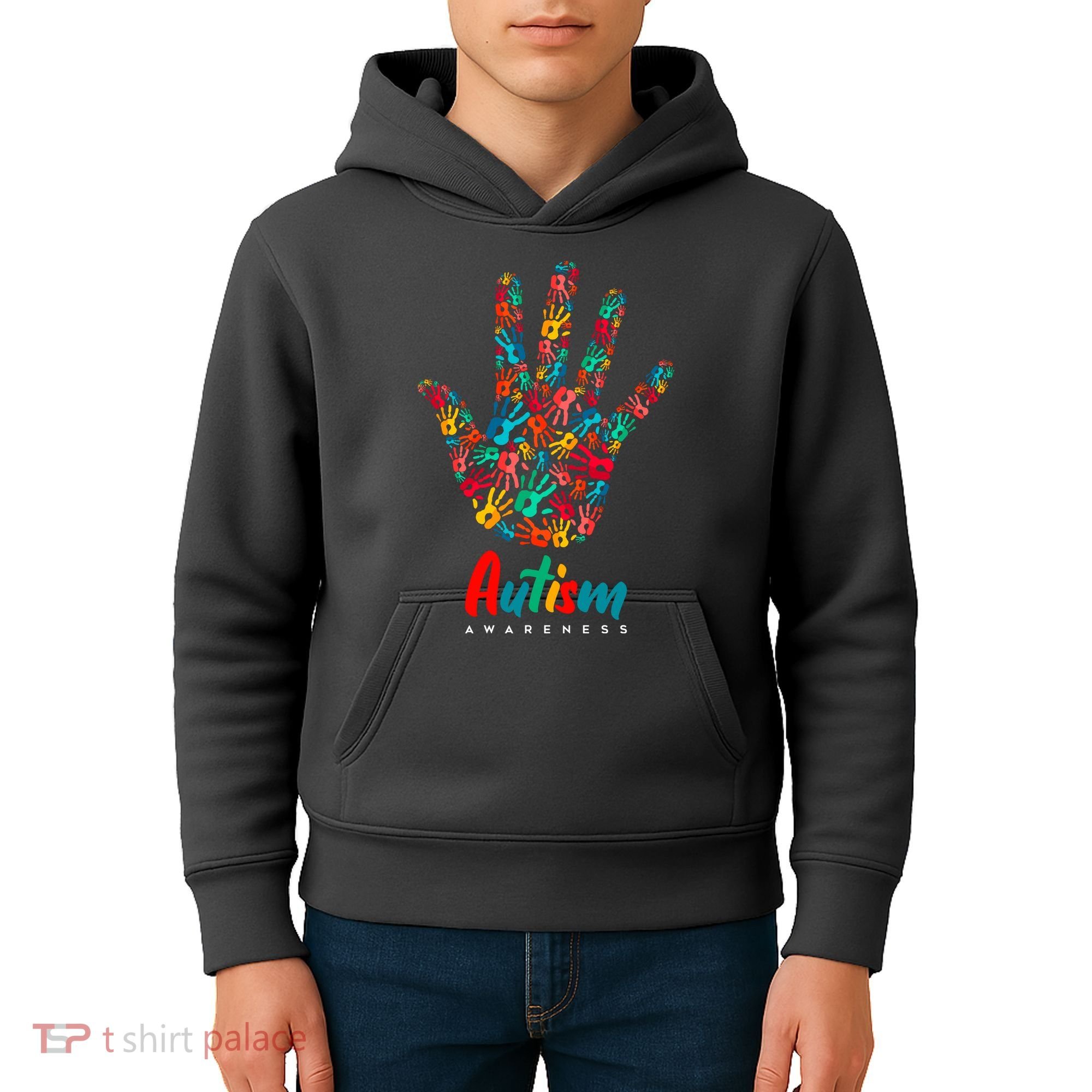 Autism Awareness Painted Hand Prints Kids Hoodie