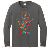 Autism Awareness Painted Hand Prints Kids Long Sleeve Shirt thumb 0