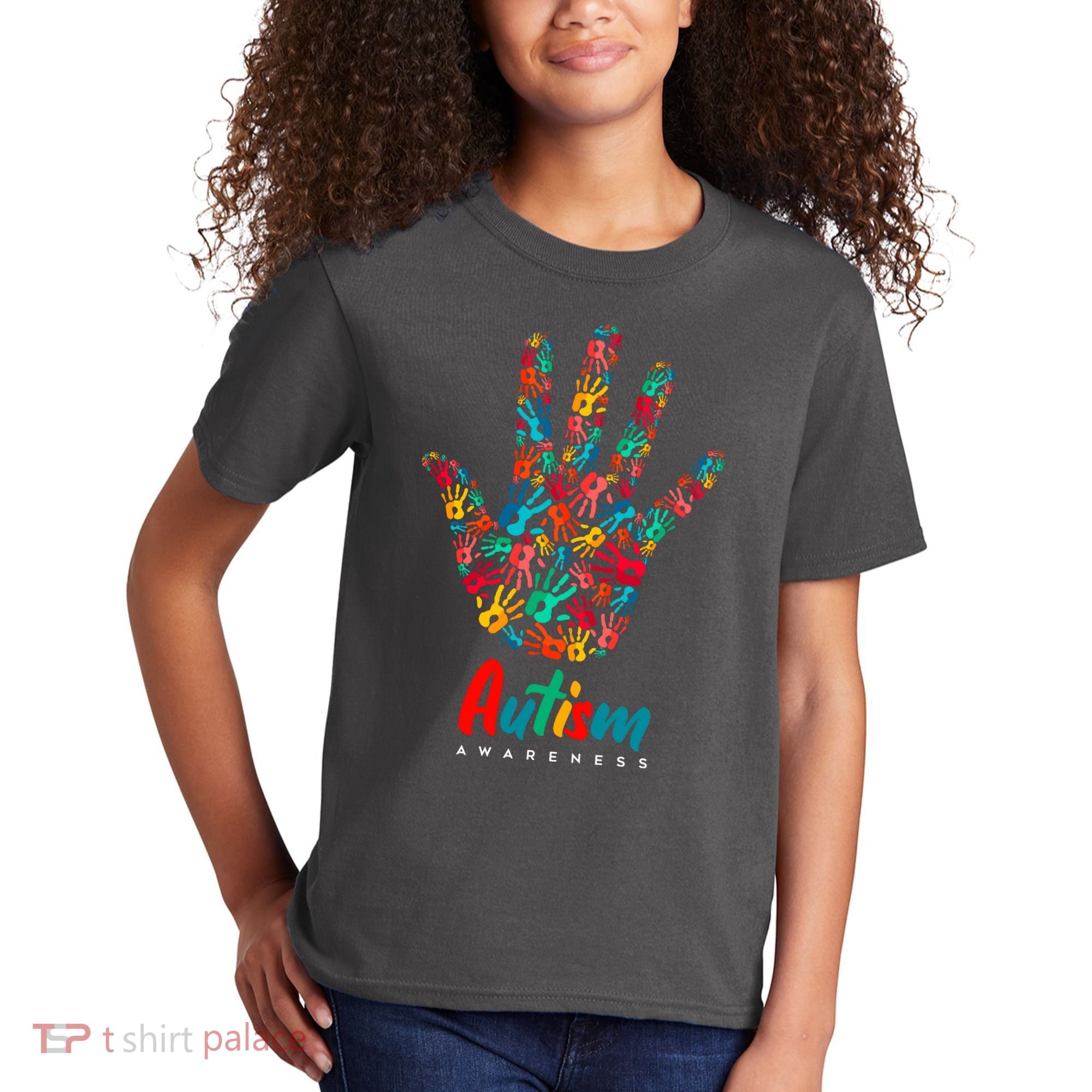 Autism Awareness Painted Hand Prints Kids T-Shirt