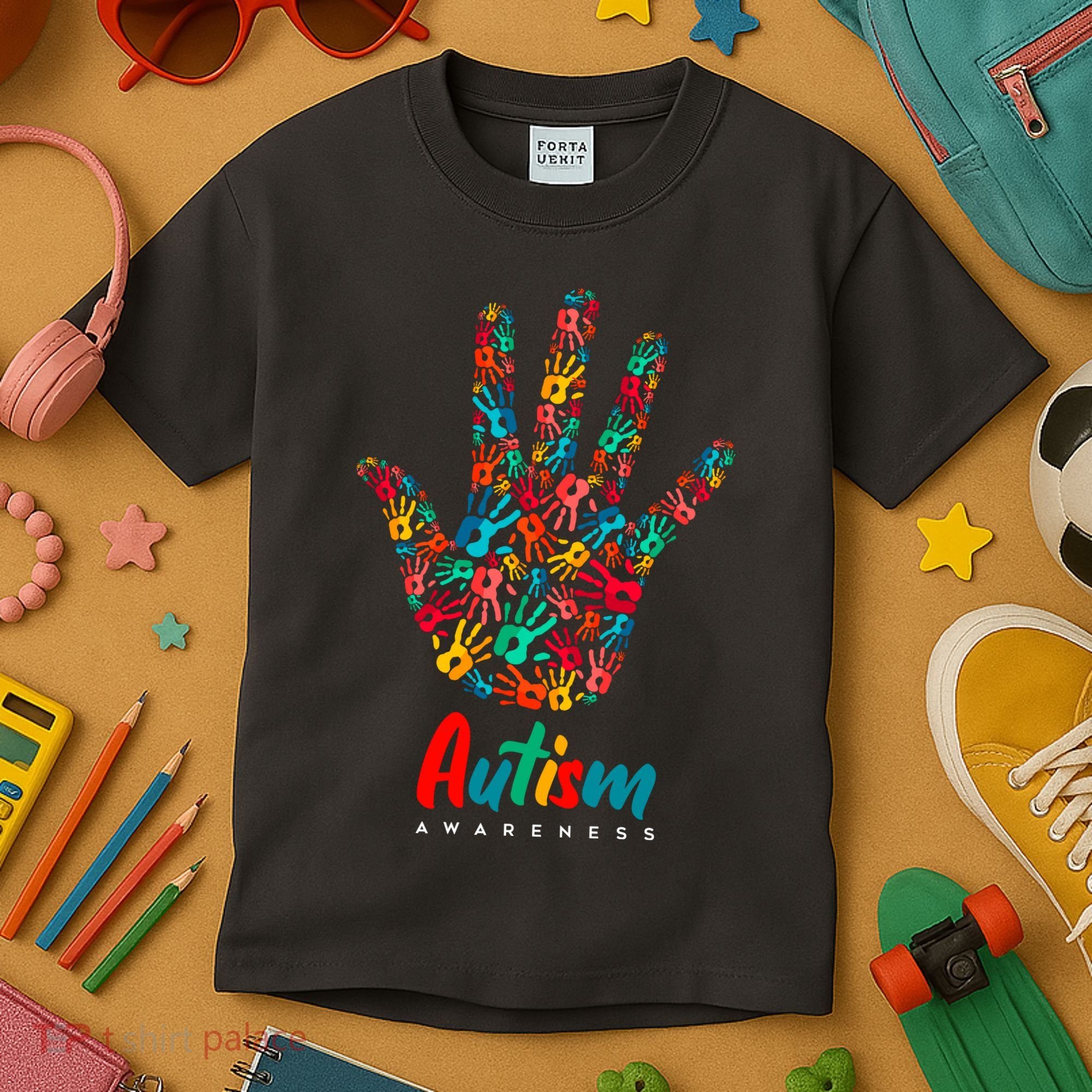 Autism Awareness Painted Hand Prints Kids T-Shirt