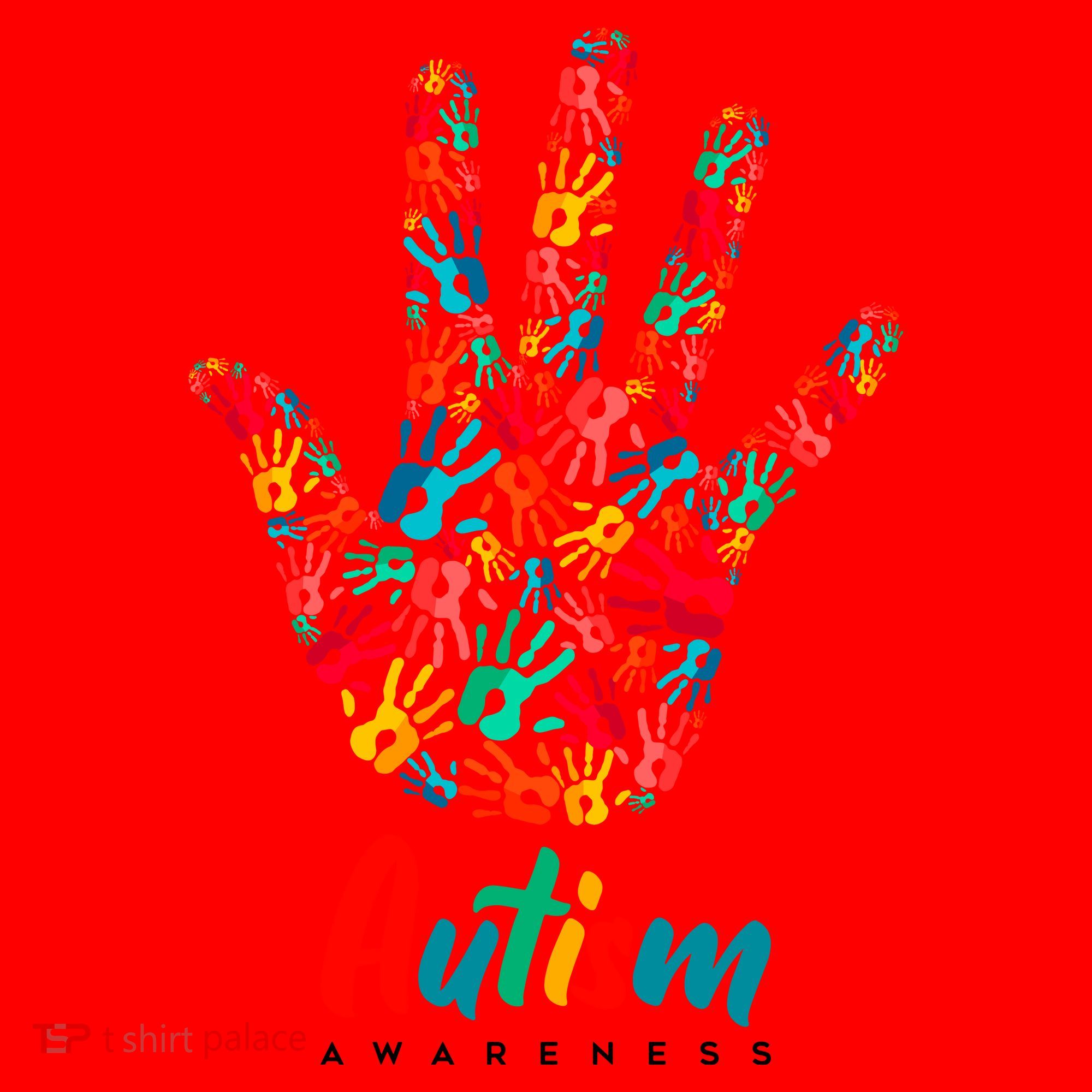 Autism Awareness Painted Hand Prints Santa Hat