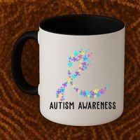 Autism Awareness Puzzle Ribbon Coffee Mug thumb 2
