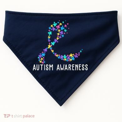 Autism Awareness Puzzle Ribbon USA-Made Doggie Bandana